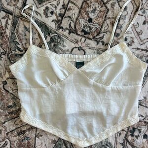 Wild Fable Cream Lace Trim Top